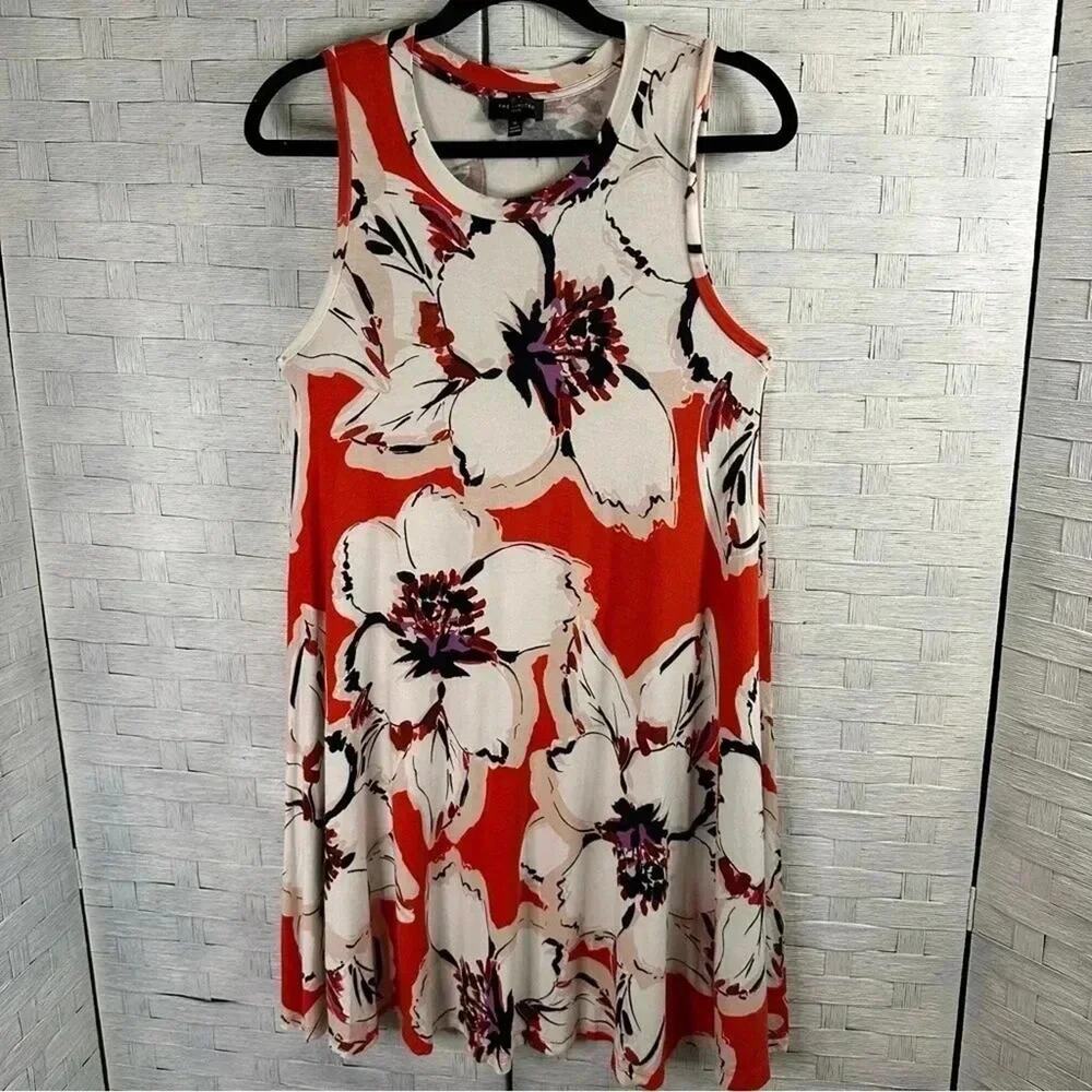 The Limited Womenssleeveless‎ swing dress floral soft coastal summer Petite